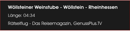 Wllsteiner Weinstube - Wllstein - Rheinhessen Lnge: 04:34 Rtselflug - Das Reisemagazin, GenussPlus.TV